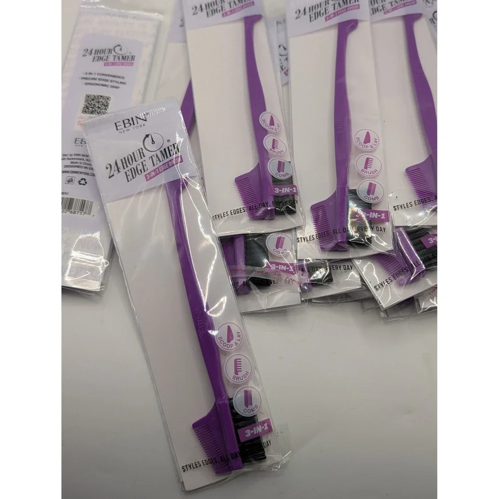 Ebin New York 24 Hour Edge Tamer 3-in-1 Edge Brush Purple Lot of 18 New Sealed